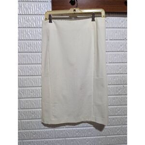 Theory Women's Off-White Zip Back Casual Formal Cotton Blend Pencil Skirt Size 8